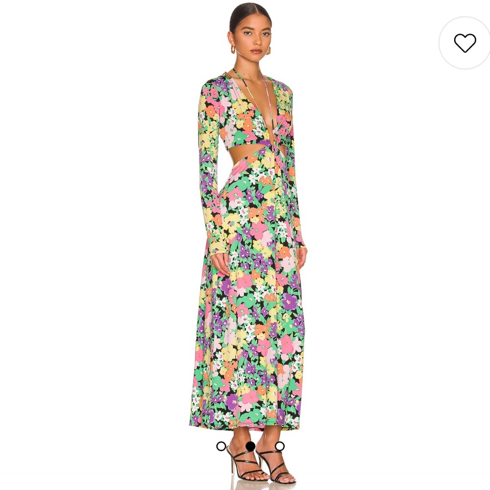 AFRM Monique Mesh Midi Dress in Neon Garden